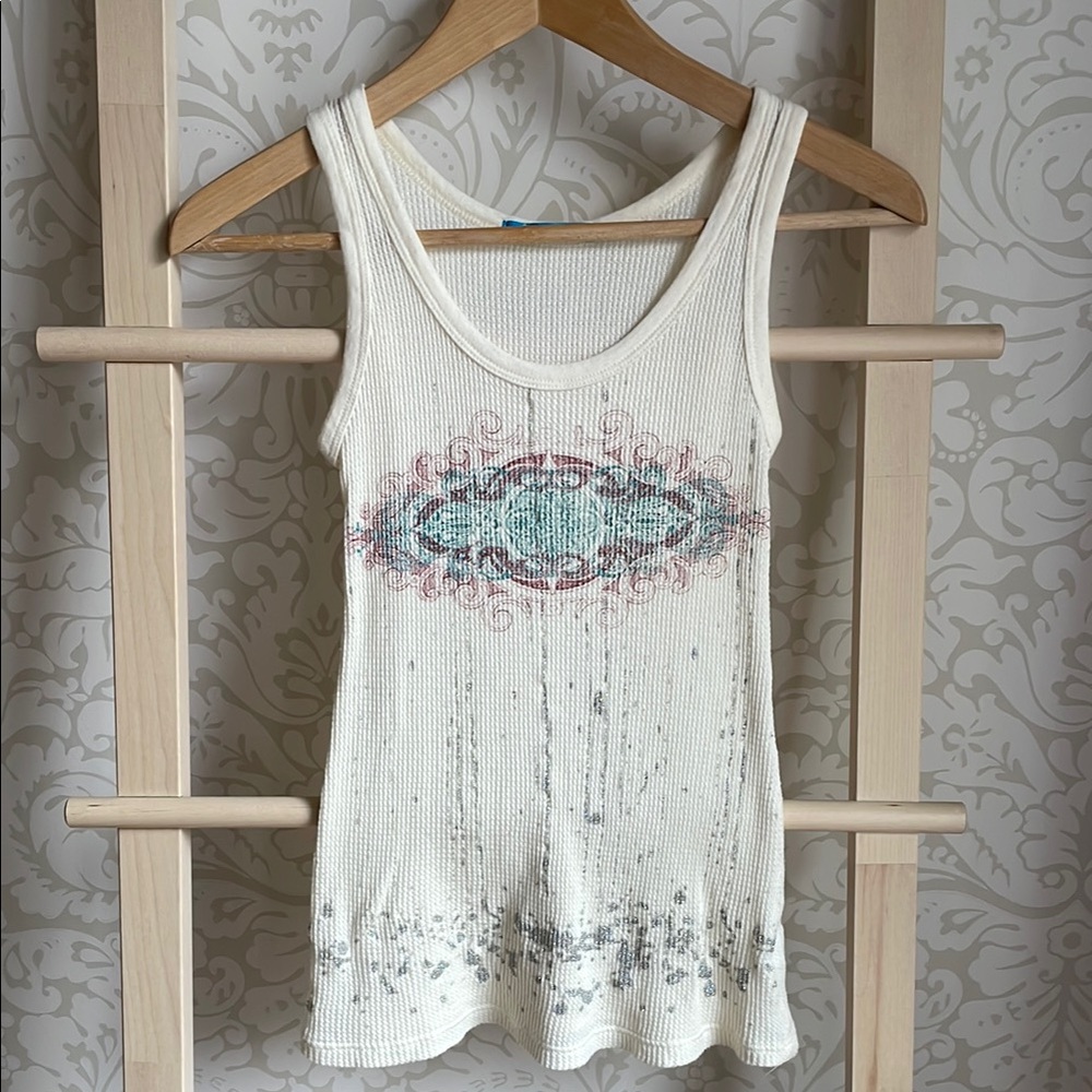 Ribbed tank top - print and sparkle details